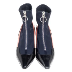 Versace Multicolor Fabric And Leather Sock Ankle Length Boots Size 38 For Women -Versace Official Website luxury women versace used shoes p569931 005