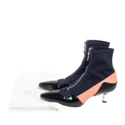 Versace Multicolor Fabric And Leather Sock Ankle Length Boots Size 38 For Women -Versace Official Website luxury women versace used shoes p569931 008