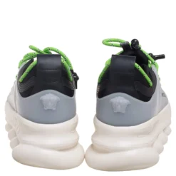 Versace Multicolor Snakeskin Embossed Leather, Rubber And Leather Chain Reaction Sneakers Size 39 For Women -Versace Official Website luxury women versace used shoes p570105 003