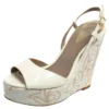 Versace White Patent Leather Quilted Wedge Platform Sandals Size 38 For Women