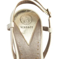 Versace White Patent Leather Quilted Wedge Platform Sandals Size 38 For Women -Versace Official Website luxury women versace used shoes p572839 007