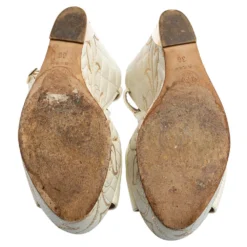 Versace White Patent Leather Quilted Wedge Platform Sandals Size 38 For Women -Versace Official Website luxury women versace used shoes p572839 008