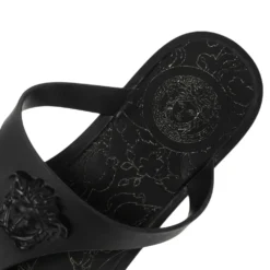 Versace Black Rubber Medusa Thong Flats Size 38 For Women -Versace Official Website luxury women versace used shoes p578776 001