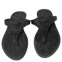 Versace Black Rubber Medusa Thong Flats Size 38 For Women -Versace Official Website luxury women versace used shoes p578776 005