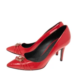 Versace Red Patent Leather Medusa Pointed Toe Pumps Size 38 For Women -Versace Official Website luxury women versace used shoes p584528 003