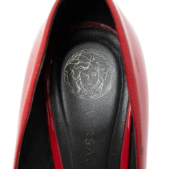 Versace Red Patent Leather Medusa Pointed Toe Pumps Size 38 For Women -Versace Official Website luxury women versace used shoes p584528 006