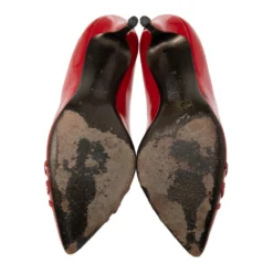 Versace Red Patent Leather Medusa Pointed Toe Pumps Size 38 For Women -Versace Official Website luxury women versace used shoes p584528 009