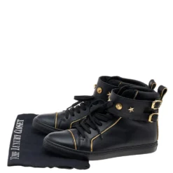 Versace Black Leather Buckle Medusa High Top Sneakers Size 37 For Women 15 Versace Black Leather Buckle Medusa High Top Sneakers Size 37 For Women -Versace Official Website luxury women versace used shoes p585240 001