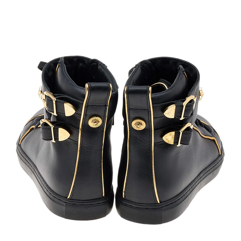 Versace Black Leather Buckle Medusa High Top Sneakers Size 37 For Women 5 Versace Black Leather Buckle Medusa High Top Sneakers Size 37 For Women - Image 5