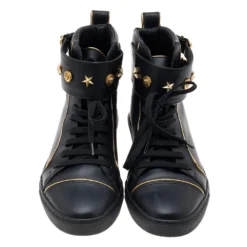 Versace Black Leather Buckle Medusa High Top Sneakers Size 37 For Women 10 Versace Black Leather Buckle Medusa High Top Sneakers Size 37 For Women -Versace Official Website luxury women versace used shoes p585240 004