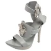 Versace Grey Leather Idol Medusa Ankle-Strap Sandals Size 36 For Women