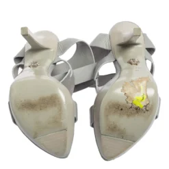 Versace Grey Leather Idol Medusa Ankle-Strap Sandals Size 36 For Women -Versace Official Website luxury women versace used shoes p589088 008