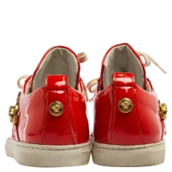 Versace Red Patent Leather Medusa Head Embellished Low Top Sneakers Size 36 For Women -Versace Official Website luxury women versace used shoes p594886 004