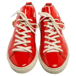 Versace Red Patent Leather Medusa Head Embellished Low Top Sneakers Size 36 For Women -Versace Official Website luxury women versace used shoes p594886 006