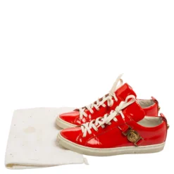 Versace Red Patent Leather Medusa Head Embellished Low Top Sneakers Size 36 For Women -Versace Official Website luxury women versace used shoes p594886 009