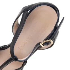 Versace Black Leather T-Strap Platform Sandals Size 37 For Women -Versace Official Website luxury women versace used shoes p596494 002