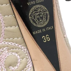 Versace Multicolor Embroidered Quilted Leather Peep Toe Pumps Size 36 For Women -Versace Official Website luxury women versace used shoes p596796 004