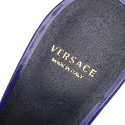 Versace Blue Patent Leather Medusa Heels Mule Sandals Size 40 For Women -Versace Official Website luxury women versace used shoes p597816 007