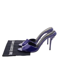 Versace Blue Patent Leather Medusa Heels Mule Sandals Size 40 For Women -Versace Official Website luxury women versace used shoes p597816 009