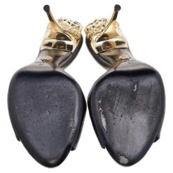 Versace Black Leather Medusa Heel Slide Sandals Size 40 For Women -Versace Official Website luxury women versace used shoes p597897 009