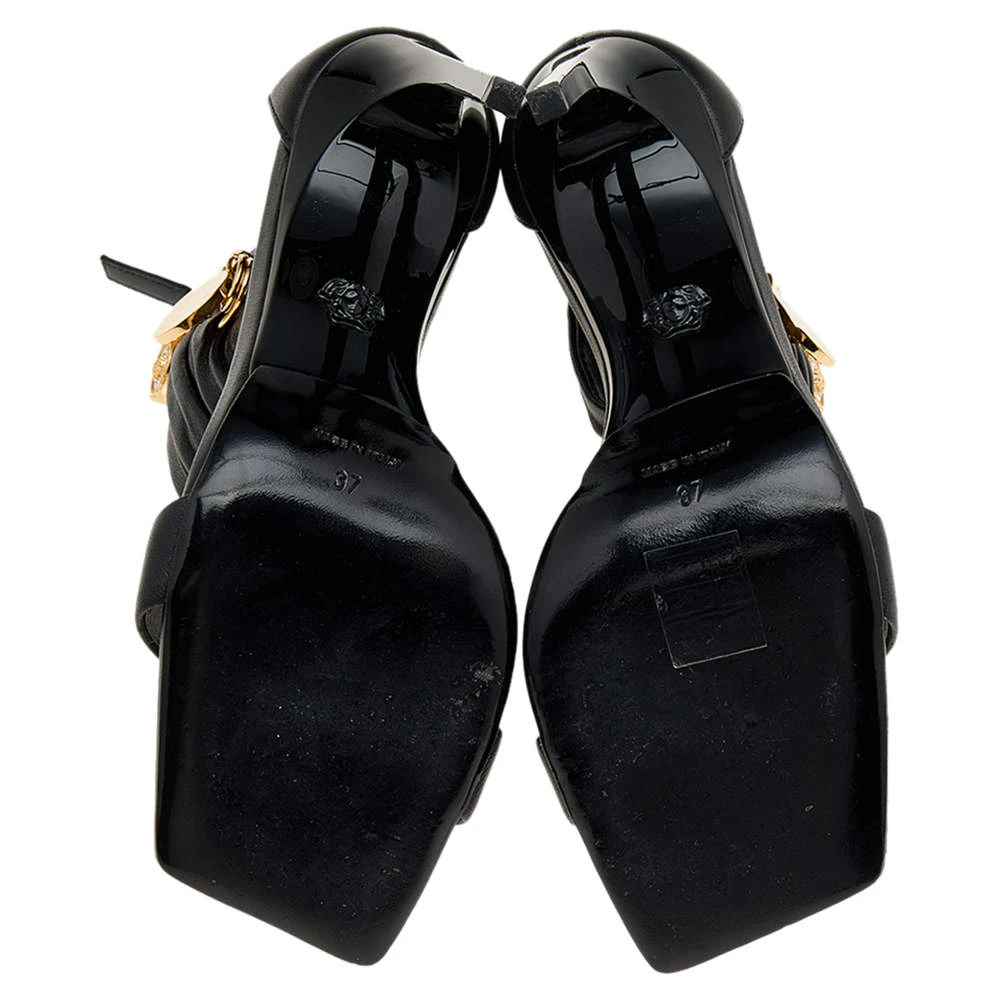Versace Black Leather Medusa Safety Pin Ankle Cuff Sandals Size 37 For Women 6 Versace Black Leather Medusa Safety Pin Ankle Cuff Sandals Size 37 For Women - Image 6