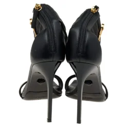 Versace Black Leather Medusa Safety Pin Ankle Cuff Sandals Size 37 For Women 13 Versace Black Leather Medusa Safety Pin Ankle Cuff Sandals Size 37 For Women -Versace Official Website luxury women versace used shoes p598813 005