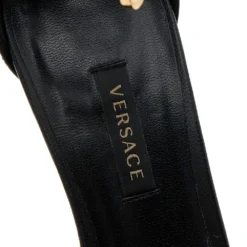 Versace Black Leather Medusa Safety Pin Ankle Cuff Sandals Size 37 For Women 15 Versace Black Leather Medusa Safety Pin Ankle Cuff Sandals Size 37 For Women -Versace Official Website luxury women versace used shoes p598813 007