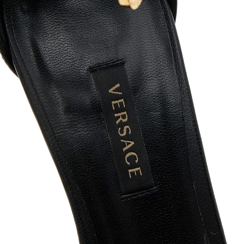 Versace Black Leather Medusa Safety Pin Ankle Cuff Sandals Size 37 For Women 7 Versace Black Leather Medusa Safety Pin Ankle Cuff Sandals Size 37 For Women - Image 7