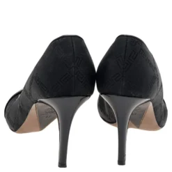 Versace Black Fabric And Patent Leather Medusa Pumps Size 37 For Women -Versace Official Website luxury women versace used shoes p599693 003