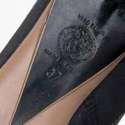 Versace Black Fabric And Patent Leather Medusa Pumps Size 37 For Women -Versace Official Website luxury women versace used shoes p599693 008
