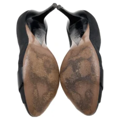 Versace Black Fabric And Patent Leather Medusa Pumps Size 37 For Women -Versace Official Website luxury women versace used shoes p599693 009