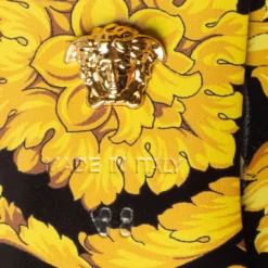 Versace Yellow/Black Barocco Print Leather Pointed-Toe Pumps Size 38 For Women -Versace Official Website luxury women versace used shoes p606190 004