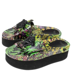 Versace Multicolor Flower Print Patent Leather Medusa Slide Sandals Size 39 For Women -Versace Official Website luxury women versace used shoes p609953 005