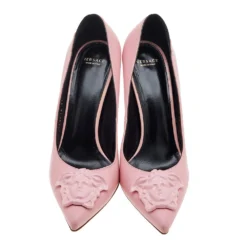 Versace Pink Leather Medusa Pointed Toe Pumps Size 39 For Women -Versace Official Website luxury women versace used shoes p610235 001