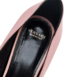 Versace Pink Leather Medusa Pointed Toe Pumps Size 39 For Women -Versace Official Website luxury women versace used shoes p610235 003