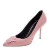 Versace Pink Leather Medusa Pointed Toe Pumps Size 39 For Women