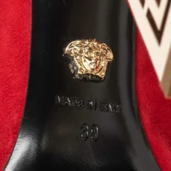 Versace Red Suede Platform Over The Knee Boots Size 39 For Women -Versace Official Website luxury women versace used shoes p616738 008