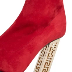 Versace Red Suede Platform Over The Knee Boots Size 39 For Women -Versace Official Website luxury women versace used shoes p616738 009