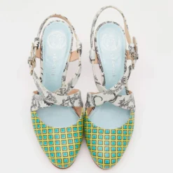 Versace Multicolor Printed Leather Criss Cross Slingback Sandals Size 37 For Women -Versace Official Website luxury women versace used shoes p622591 003