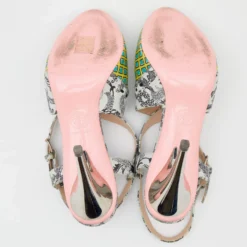 Versace Multicolor Printed Leather Criss Cross Slingback Sandals Size 37 For Women -Versace Official Website luxury women versace used shoes p622591 006