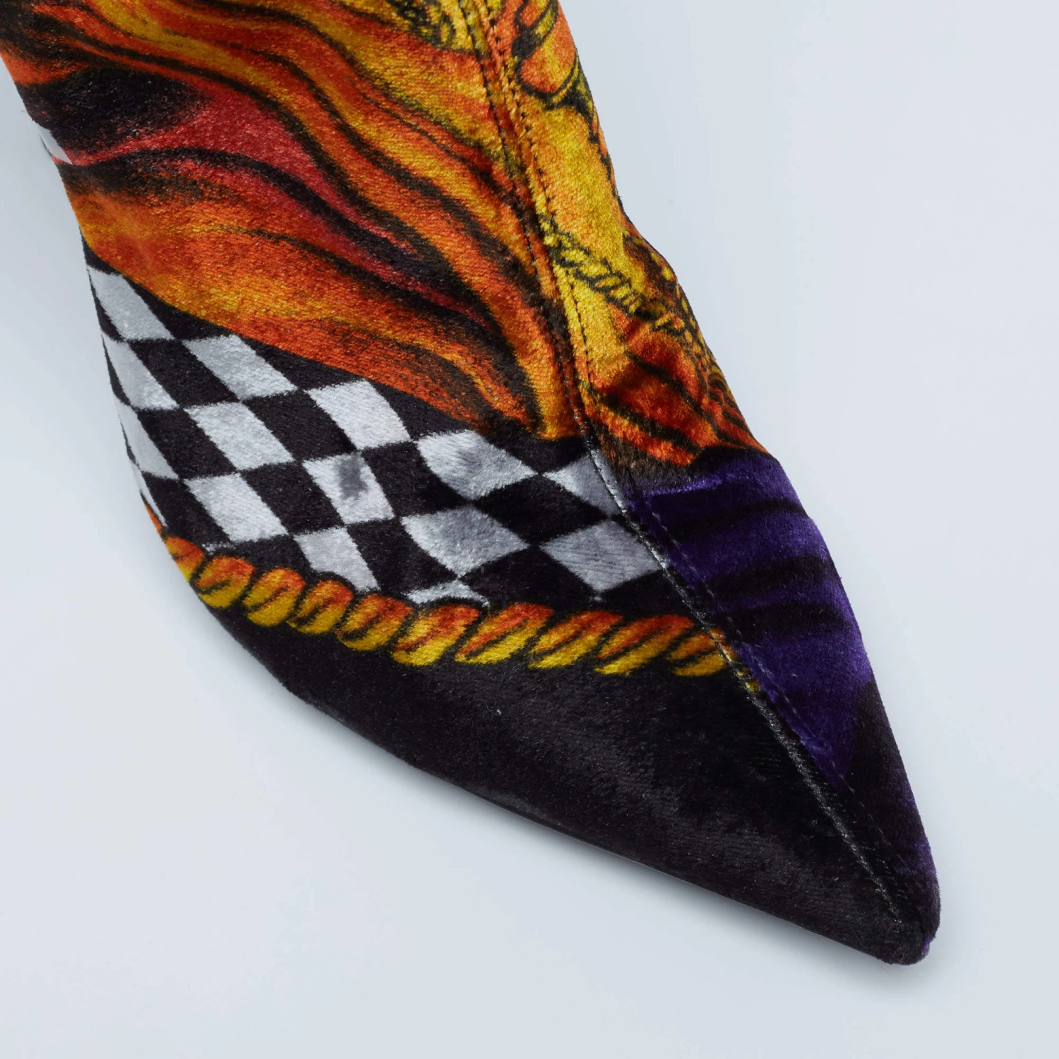 Versace Multicolor Velvet Pointed Toe Over The Knee Boots Size 37 For Women 7 Versace Multicolor Velvet Pointed Toe Over The Knee Boots Size 37 For Women - Image 7