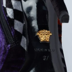 Versace Multicolor Velvet Pointed Toe Over The Knee Boots Size 37 For Women 16 Versace Multicolor Velvet Pointed Toe Over The Knee Boots Size 37 For Women -Versace Official Website luxury women versace used shoes p622626 004