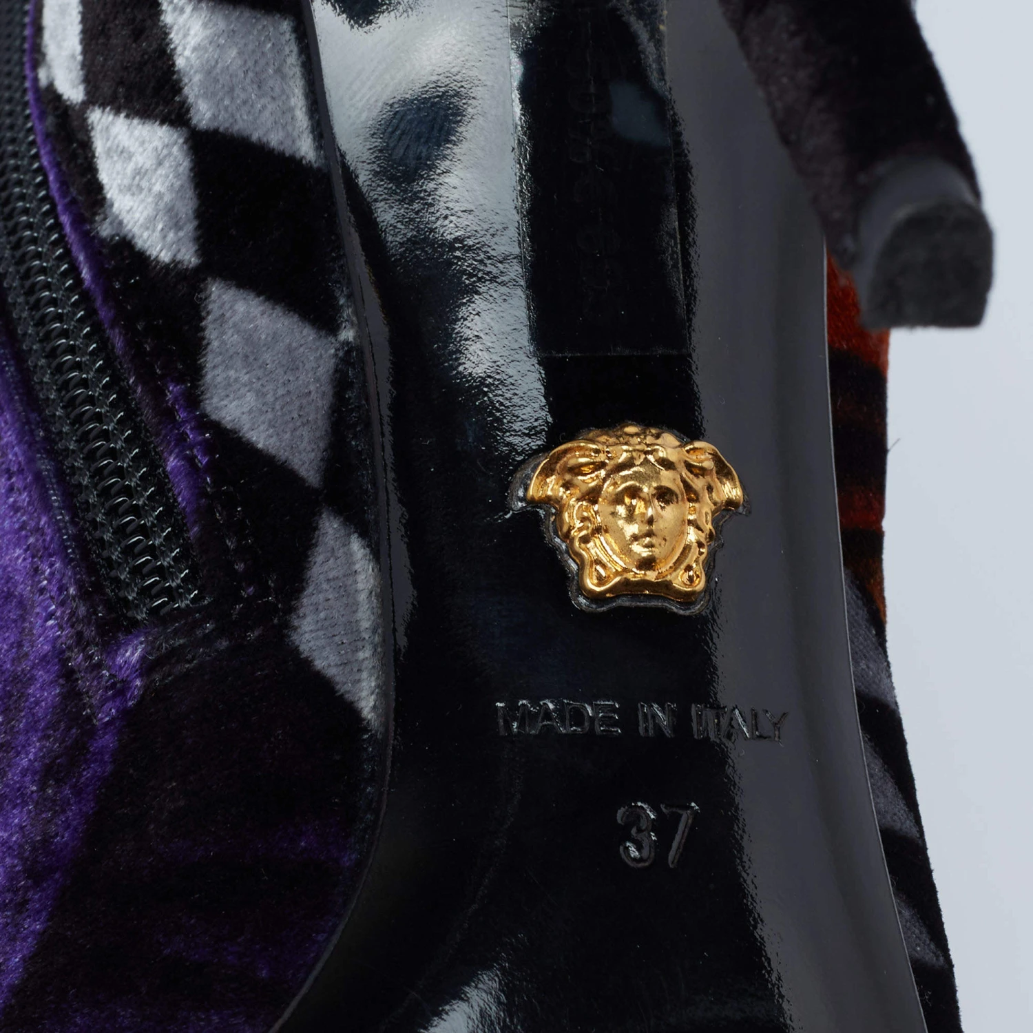 Versace Multicolor Velvet Pointed Toe Over The Knee Boots Size 37 For Women 8 Versace Multicolor Velvet Pointed Toe Over The Knee Boots Size 37 For Women - Image 8