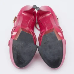 Versace Pink Leather Platform Mary Jane Pumps Size 36 For Women -Versace Official Website luxury women versace used shoes p625227 1650345916 007