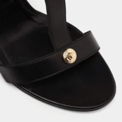 Versace Black Leather Medusa Slide Sandals Size 40 For Women -Versace Official Website luxury women versace used shoes p626981 004