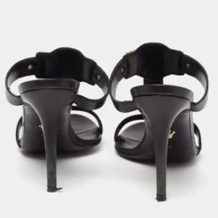 Versace Black Leather Medusa Slide Sandals Size 40 For Women -Versace Official Website luxury women versace used shoes p626981 005