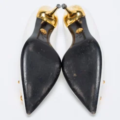 Versace White Leather Medusa Pointed Pumps Size 39 For Women -Versace Official Website luxury women versace used shoes p631541 003