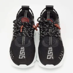 Versace Black Suede And Mesh Chain Reaction Sneakers Size 40 For Women -Versace Official Website luxury women versace used shoes p635267 005