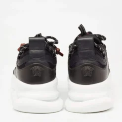Versace Black Suede And Mesh Chain Reaction Sneakers Size 40 For Women -Versace Official Website luxury women versace used shoes p635267 006