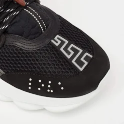 Versace Black Suede And Mesh Chain Reaction Sneakers Size 40 For Women -Versace Official Website luxury women versace used shoes p635267 008